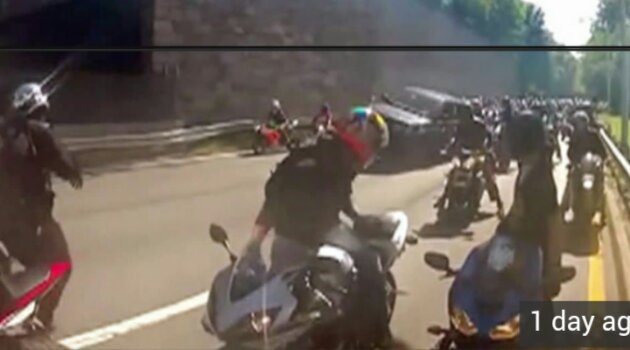 Shocking Footage Taken of NY Bikers Attack On A Range Rover – Video