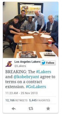 Kobe Bryant Signs Two Year Extension with Lakers