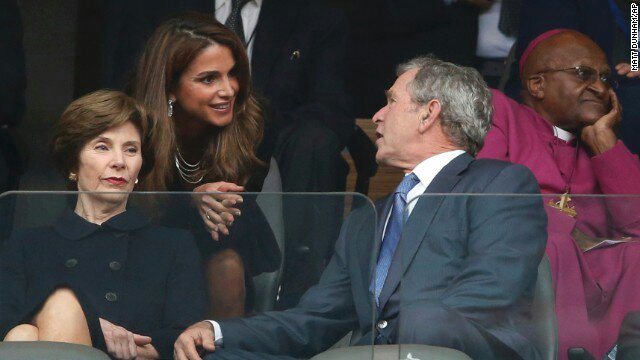 PIC – Is George Bush Flirting at Nelson Mandela’s Memorial?
