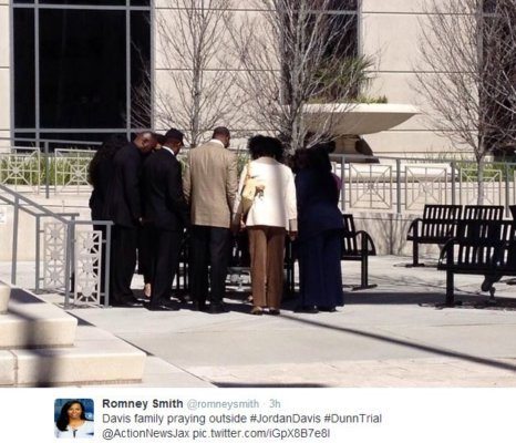 PIC – Jordan Davis’ Family Praying Outside the Courthouse