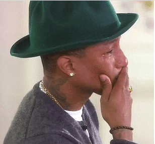 ‘I’m so happy!’: Pharrell Williams cries tears of joy during Oprah