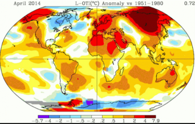 Global Warming – April Was The 350th Straight Month with Above Normal Temperature