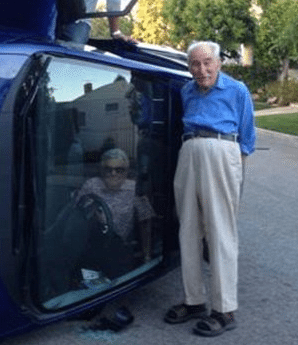 Octogenarian and his wife of 60 years flip over their car and POSE up for photos