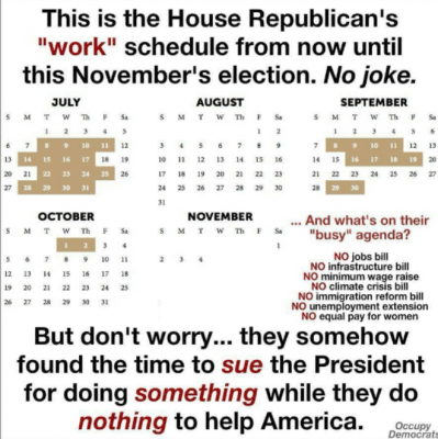 This is The Republican’s House Schedule Until November – PIC