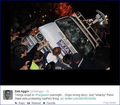 Violence Erupts in Ferguson – News Van Attacked – Unbelievable PIC