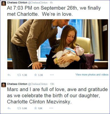 Chelsea Clinton’s Baby Girl Is Here – Charlotte Clinton Mezvinsky – PIC