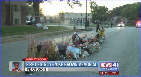 Mike Brown Memorial Destroyed by Fire – Video