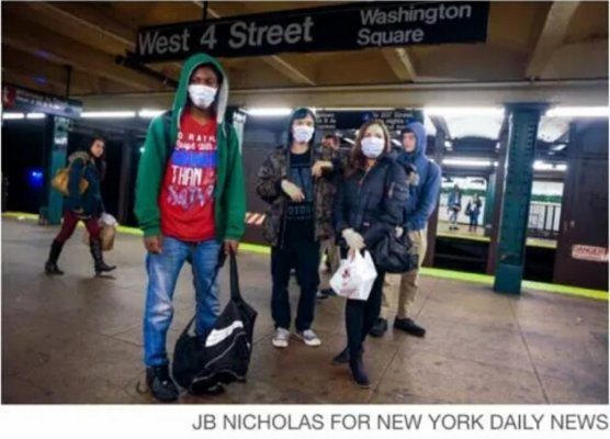 Ebola Fear – New Yonkers Break Out their Breathing Masks – PIC