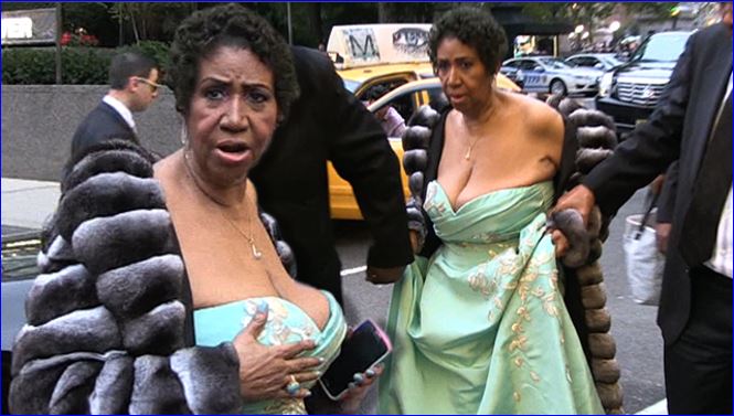Aretha Franklin’s Boobs are Running For The Border… – PIC