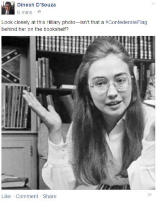 Right Wing Posting Fake Picture of Hillary Clinton with Confederate Flag – PIC