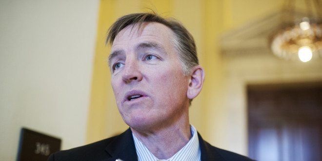 UNITED STATES - NOVEMBER 14: Rep. Paul Gosar, R-Ariz., talks with reporters outside a meeting of House Republican Steering Committee meeting in Cannon Building, November 14, 2014. (Photo By Tom Williams/CQ Roll Call)