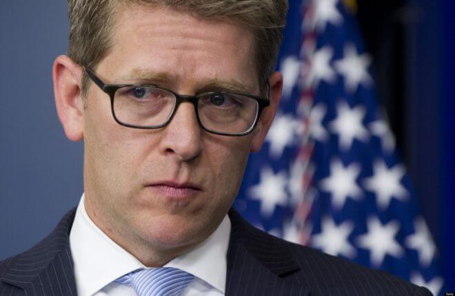 White House Press Secretary Jay Carney speaks during the daily press briefing in the Brady Press Briefing Room at the White House in Washington, DC, May 14, 2013. Jay Carney said the White House had nothing to do with the operation to comb the AP's phone records -- as part of an apparent case targeting national security leakers.  "We are not involved in decisions made in connection with criminal investigations, as those matters are handled independently by the Justice Department," said Carney. AFP PHOTO / Saul LOEB        (Photo credit should read SAUL LOEB/AFP/Getty Images)