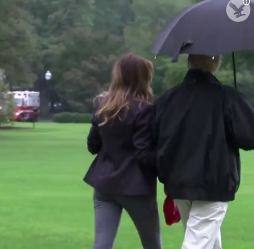 Trump Makes Melania Walk in The Rain While He Shelters Himself – Video