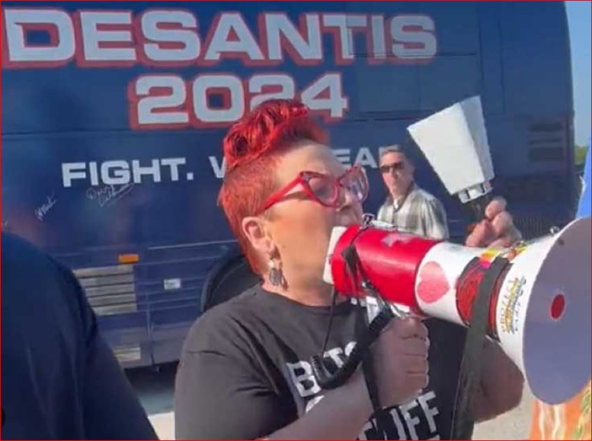 Protestors roll out the unwelcome mat for Ron DeSantis – “Go Back to Florida, Go Back to Florida!”